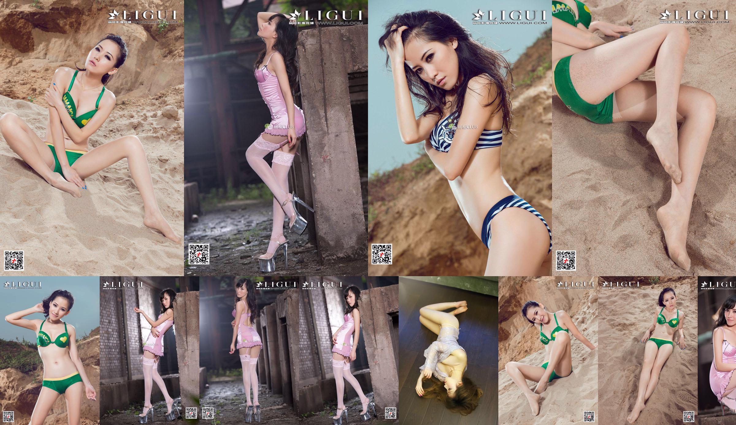 [丽 柜 Ligui] Modelo Zhao Wenqing "Bikini de playa" No.430907 Página 1