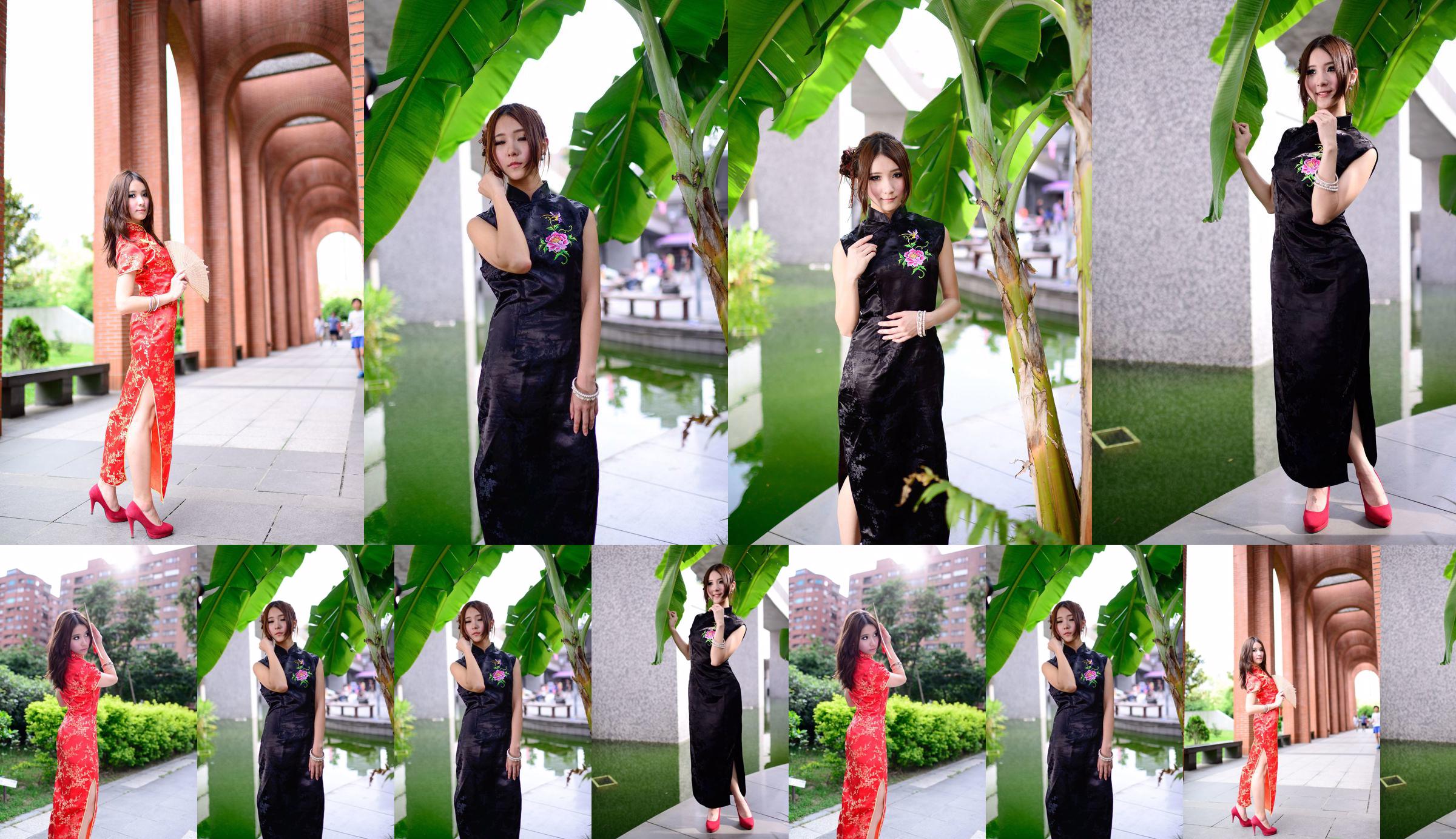 Model Taiwan Abu "Pemotretan luar ruangan seri cheongsam merah dan hitam" No.3254be Halaman 11